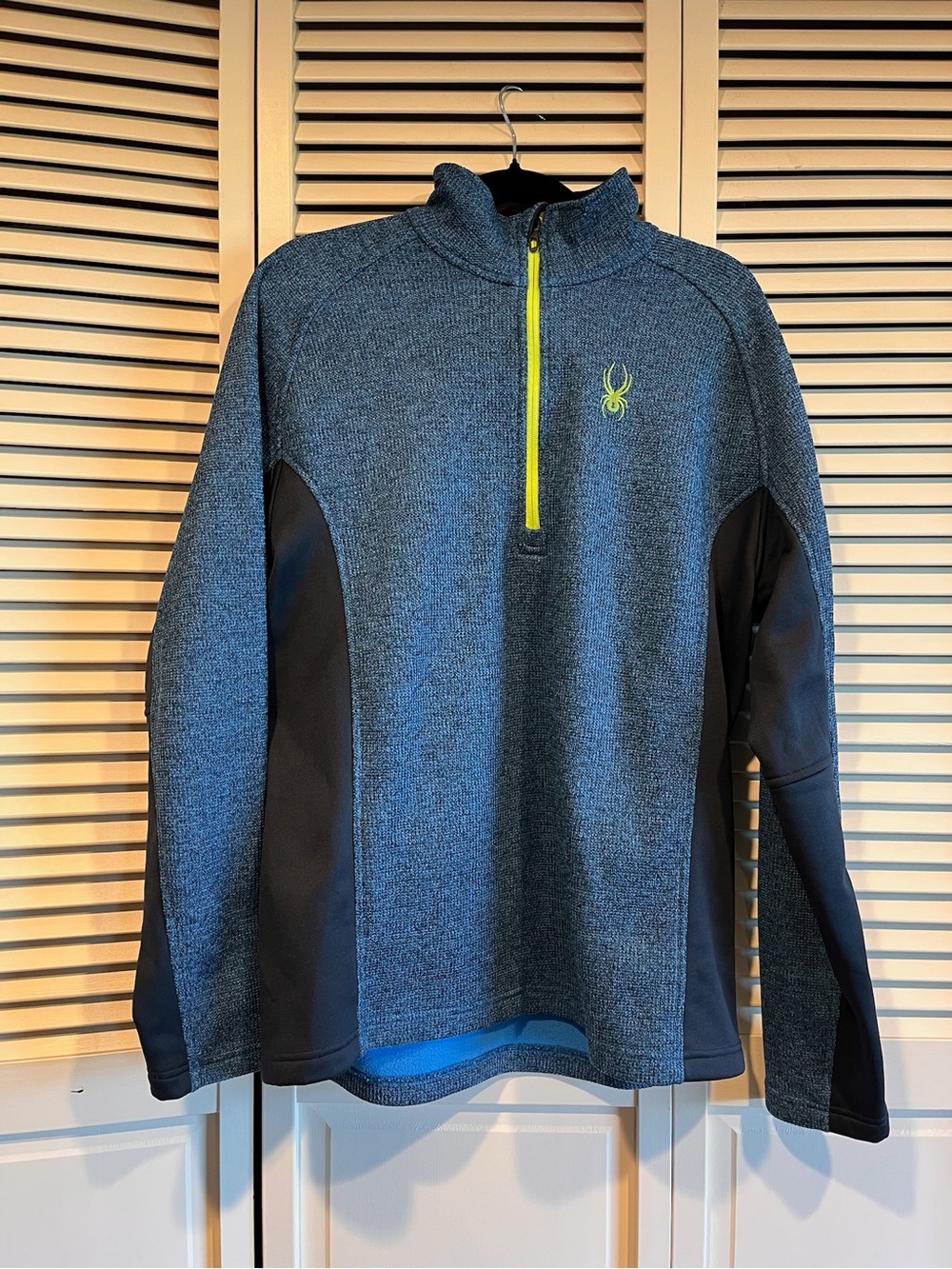 Spyder Light Blue Heather Quarter-Zip Pullover with Neon Yellow Trim
